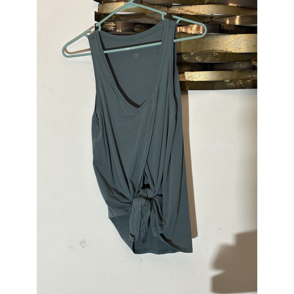 Lululemon All Tied Up Tank Size 4 Tie Back Athletic Workout Pump Cover Green A11
